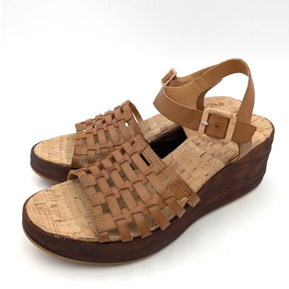 Korks Marley Platform Wedge Sandal Ankle Strap Women's Brown Size US10M EU41 - Picture 1 of 12